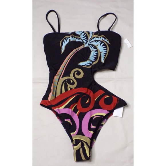 🆕 FARM RIO Pineapple Wave CutOut One Piece Swimsuit Large 12-14 - Picture 10 of 11